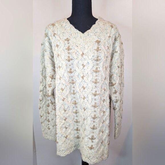 VTG Casual Elements Cozy Granny Coastal Sailor Nautical Fisherman Chic Sweater L - Picture 1 of 8